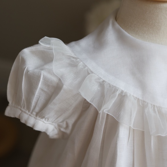 White Linen Float Dress Flower Girl Bailey Boys Chabré Boutique Size 4 NWT - Picture 6 of 8